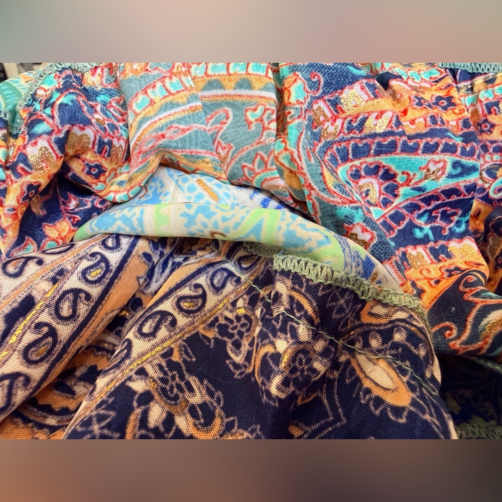 Handcrafted Poly Silk Boho Multicolor Paisley Hippie Skirt  size - S - Picture 5 of 5